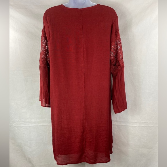 Indigo Rose Women's Dress Boho Burgundy Festival Lace Ruffles Lined Size 2x - Picture 6 of 14